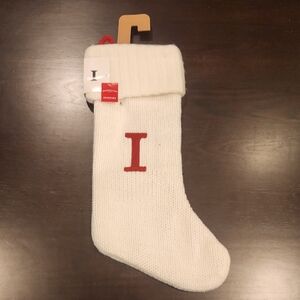 Wondershop White Knit Stocking with Red Letter "I" NWT